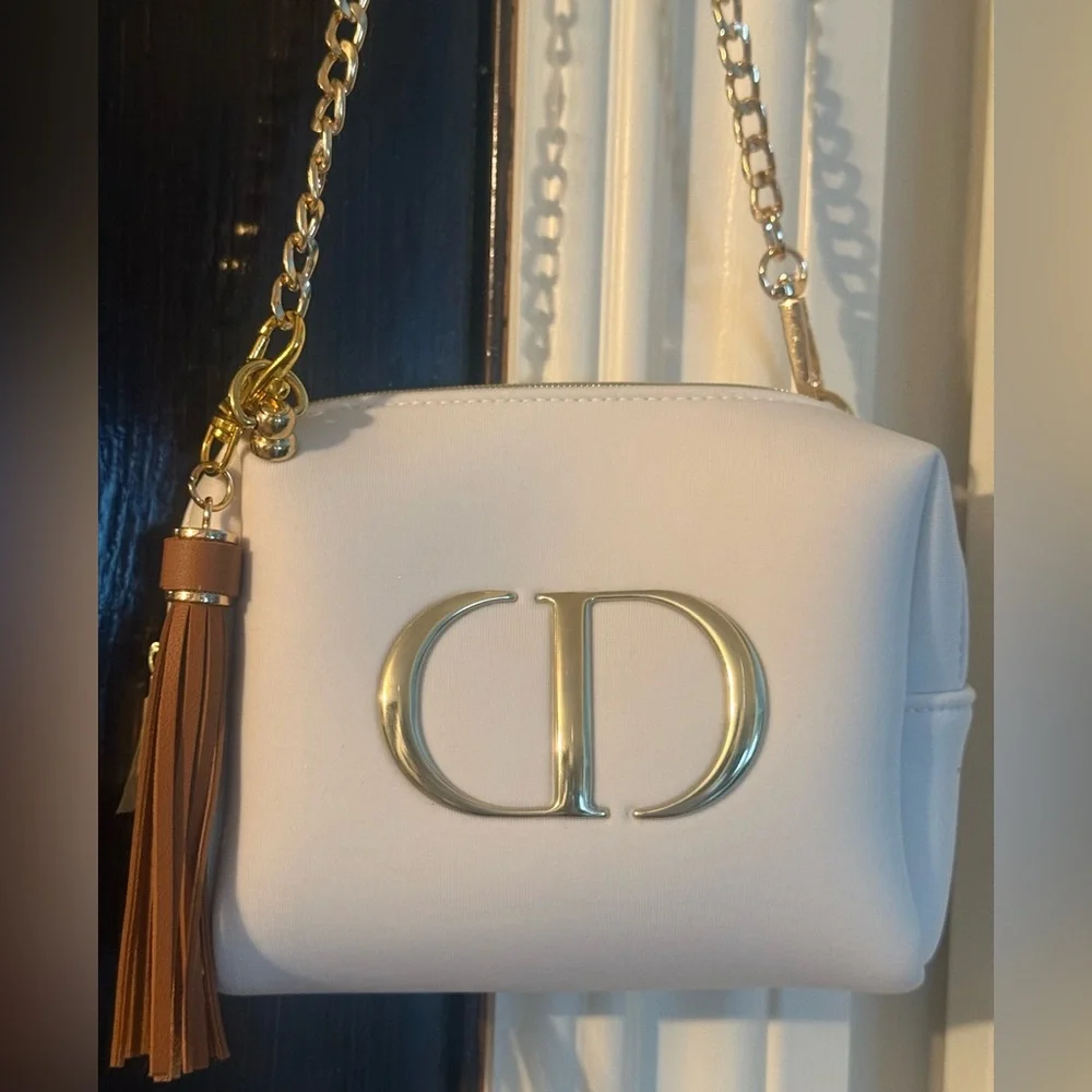 DIOR Cosmetic Bag with Gold Logo and Small Gift Box NWOT